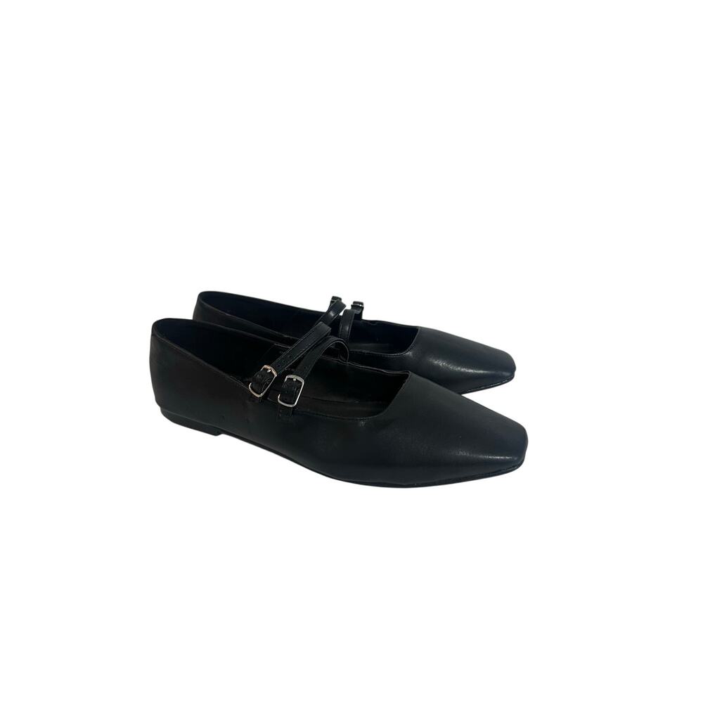 Matt & Nat Black Ballet Flats Sz 10 US Double Strap Nice Condition!